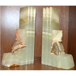 CARVED STONE AZTEC TIKI BOOKENDS (MARBLE OR ONYX)