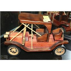 VINTAGE WOOD MODEL OF AN OLD CAR
