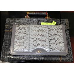 2 PURSES, GENUINE SNAKE SKIN CLUTCH & ALL LEATHER