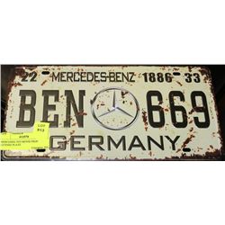 MERCEDES 1933 MOVIE PROP LICENSE PLATE