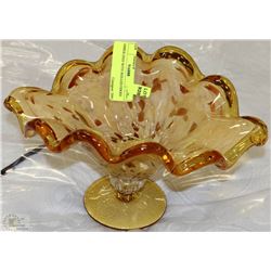 AMBER DISH WITH ROLLED EDGES
