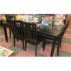ESPRESSO COLOR DINING TABLE WITH LEAF AND 6 CHAIRS