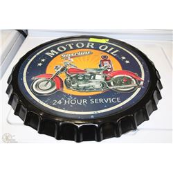 MOTOR OIL 20" METAL SIGN "24 HOUR SERVICE"