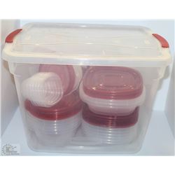RUBBERMAID BIN W/NEW 50-PC PLASTIC
