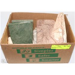 BOX W/2 SETS OF MARBLE BOOKENDS