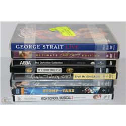 8 MUSIC DVDS INCL GEORGE STRAIT, SHANIA, ABBA
