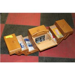 ACCORDIAN STYLE SEWING BOX WITH ALL CONTENTS