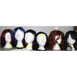 SALON CLOSURE LOT OF 6 NEW WIGS ALL ON STANDS