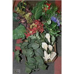 BOX W/ARTIFICIAL FLOWERS & FOLIAGE IN