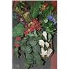 Image 1 : BOX W/ARTIFICIAL FLOWERS & FOLIAGE IN