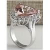 Image 3 : 13.72CTW Natural Peach Morganite And Diamond Ring In 14K Solid White Gold