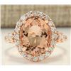 Image 1 : 4.00CTW Natural Morganite And Diamond Ring In 14K Rose Gold