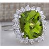 Image 2 : 5.93CTW Natural Peridot And Diamond Ring 14K Solid White Gold