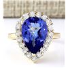 Image 1 : 5.19 CTW Natural Tanzanite And Diamond Ring In 14k Yellow Gold