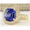 Image 2 : 5.27 CTW Natural Tanzanite And Diamond Ring In 14k Yellow Gold