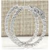 Image 2 : 2.00 CTW Natural Diamond Hoop Earrings 14k Solid White Gold