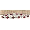 Image 1 : 6.24 CTW Natural Red Tourmaline And Diamond Bracelet In 14k Solid White Gold