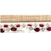 Image 2 : 6.24 CTW Natural Red Tourmaline And Diamond Bracelet In 14k Solid White Gold