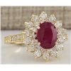 Image 2 : 3.28CTW Natural Ruby And Diamond Ring In 14K Yellow Gold