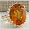 Image 2 : 15.42CTW Natural Citrine And Diamond Ring 14K Solid Yellow Gold