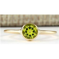 1.00 CTW Natural Peridot Ring In 14k Yellow Gold