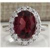 Image 1 : 4.29CTW Natural Pink Tourmaline And Diamond Ring 14K Solid White Gold