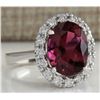 Image 2 : 4.29CTW Natural Pink Tourmaline And Diamond Ring 14K Solid White Gold