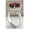 Image 3 : 4.29CTW Natural Pink Tourmaline And Diamond Ring 14K Solid White Gold