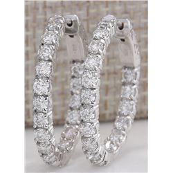3.50CTW Natural Diamond Hoop Earrings 14K Solid White Gold