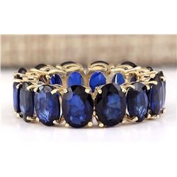 11.20 CTW Natural Sapphire Ring In 14k Yellow Gold