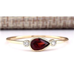 0.56 CTW Natural Rhodolite Garnet Ring In 14k Yellow Gold