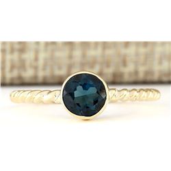 1.00 CTW Natural London Blue Topaz Ring In 14k Yellow Gold