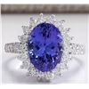 Image 1 : 5.08 CTW Natural Blue Tanzanite And Diamond Ring In 14K White Gold
