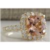 Image 2 : 5.29CTW Natural Morganite And Diamond Ring 14K Solid Yellow Gold