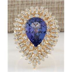 6.31CTW Natural Tanzanite And Diamond Ring In 14K Yellow Gold