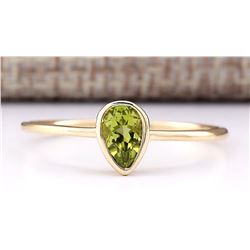 0.50 CTW Natural Peridot Ring In 14k Yellow Gold