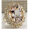 Image 2 : 17.81CTW Natural Morganite And Diamond Ring In 14K Solid Yellow Gold