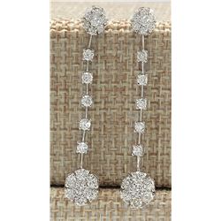 2.10CTW Natural Diamond Earrings 14K Solid White Gold