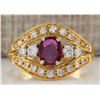 Image 1 : 1.15 CTW Natural Ruby And Diamond Ring 14K Solid Yellow Gold