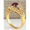 Image 3 : 1.15 CTW Natural Ruby And Diamond Ring 14K Solid Yellow Gold