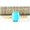 Image 1 : 1.20 CTW Natural Turquoise Ring In 14k Yellow Gold
