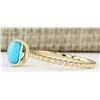 Image 2 : 1.20 CTW Natural Turquoise Ring In 14k Yellow Gold