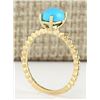 Image 3 : 1.20 CTW Natural Turquoise Ring In 14k Yellow Gold