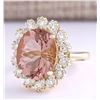 Image 2 : 8.65 CTW Natural Morganite And Diamond Ring In 14k Solid Yellow Gold