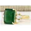 Image 2 : 6.38 CTW Natural Emerald And Diamond Ring In 14k Yellow Gold