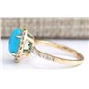 Image 2 : 2.67 CTW Natural Turquoise And Diamond Ring In 14k Yellow Gold