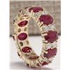 Image 2 : 8.07CTW Natural Red Ruby Diamond Ring 14K Solid Yellow Gold