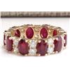 Image 3 : 8.07CTW Natural Red Ruby Diamond Ring 14K Solid Yellow Gold