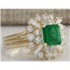 Image 2 : 2.31CTW Natural Emerald And Diamond Ring 14K Solid Yellow Gold