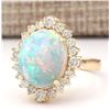 Image 2 : 6.53 CTW Natural Opal And Diamond Ring In 14k Yellow Gold